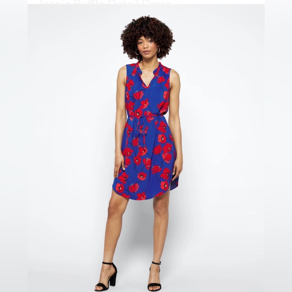 Market & Spruce Jeanie Ruffle Blue Poppy Sleeveless Mini Dress